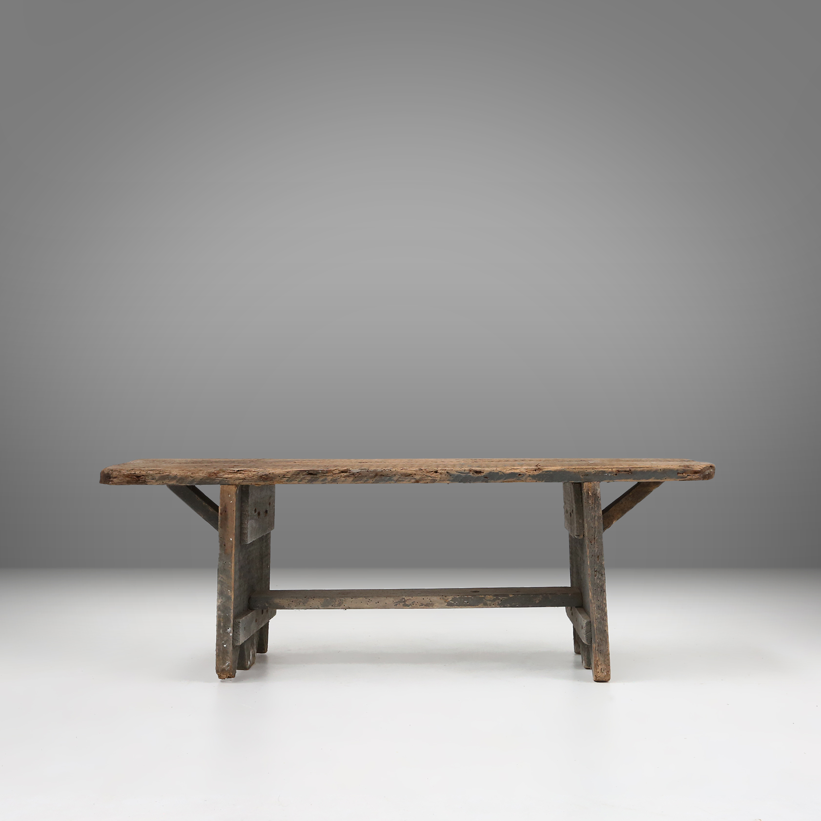 Unusual and charming grey wooden bench, France ca 1890thumbnail
